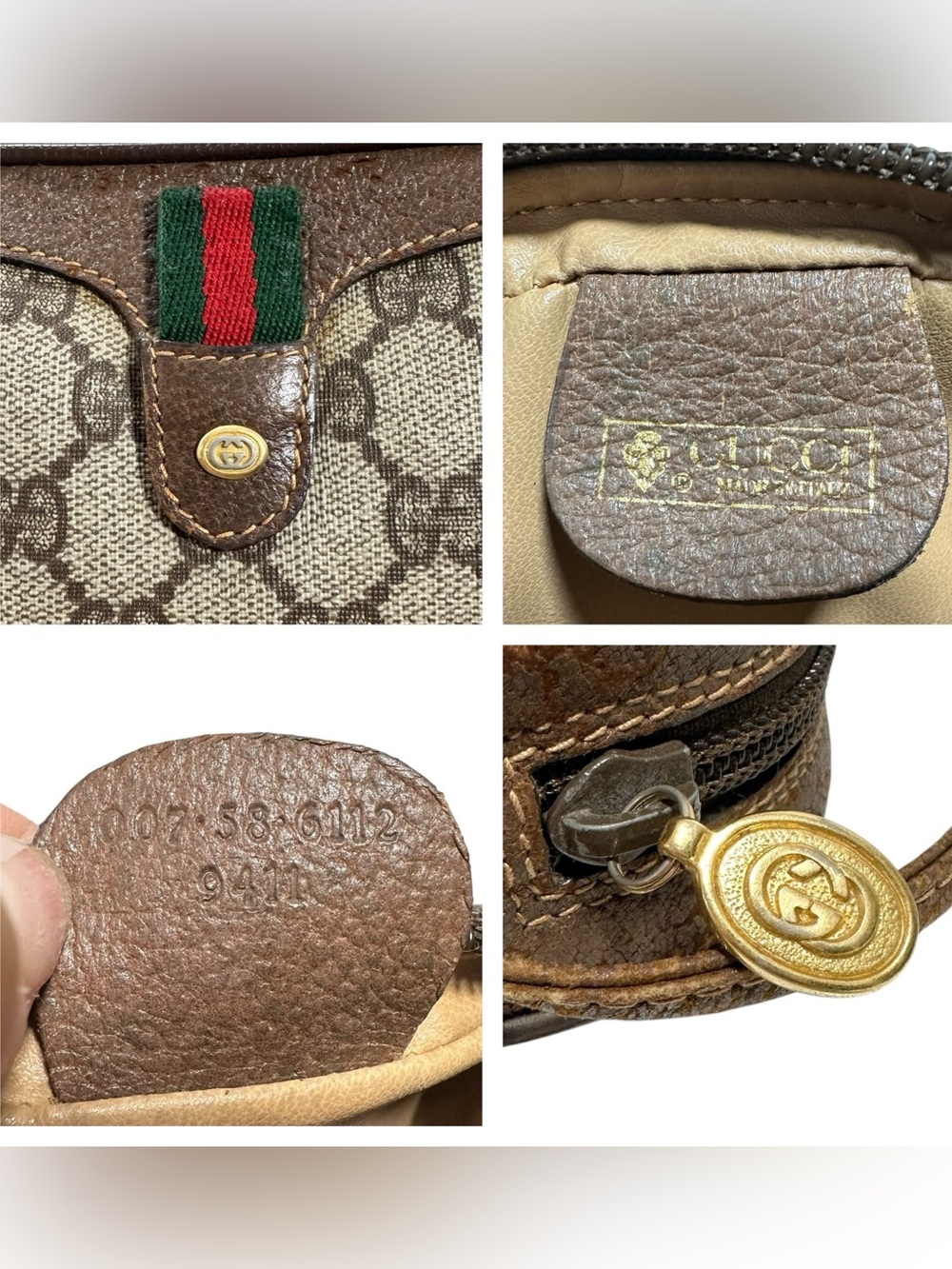 Gucci GG Supreme Web Canvas & Leather Sherry Line Stripe Vintage Crossbody Bag - Picture 8 of 15